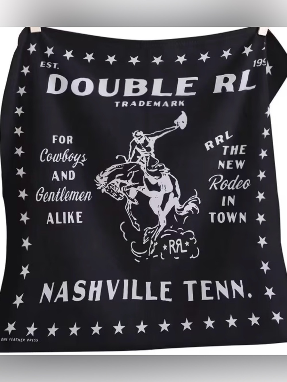 RRL Black Rodeo Graphic Bandana/Scarf Nashville TN